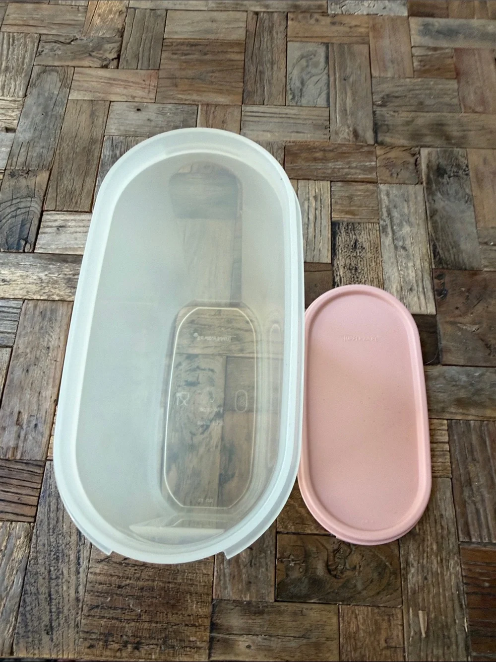 Vintage Tupperware Modular Mates Oval #3 Pink Lid Storage Container